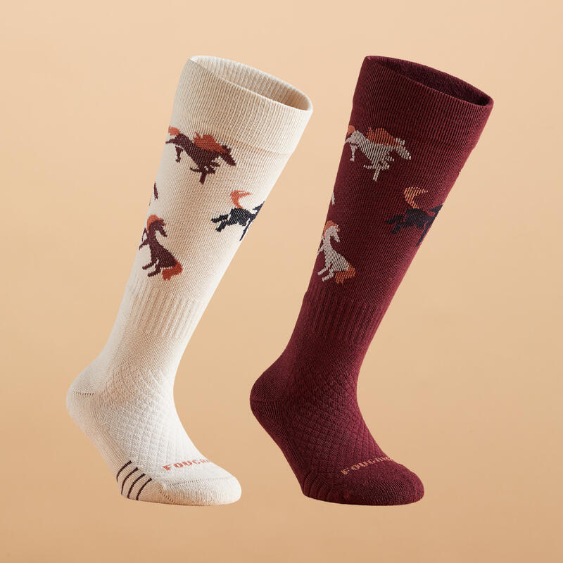 Poza Șosete Echitație SKS500 Roșu închis Copii - imagine mare 2