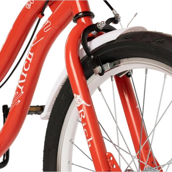 Poza Bicicleta Copii Rich Baby R2008A, roti 20", frana C-Brake otel, roti ajutatoare, cos depozitare (Rosu/Alb) - imagine mare 6